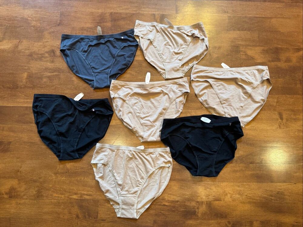 Victoria’s Secret High Leg Brief Panties XL NWT Cotton Black Nude Lot of 7